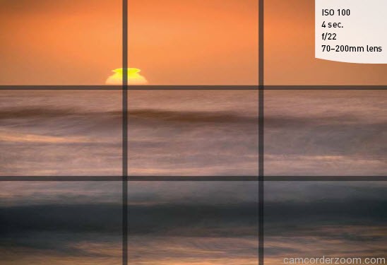 FIGURE 5.18 I photographed this sunset image so that the horizon fell directly on the top third-line of the frame and placed the sun so that it was on an intersecting point of the grid.